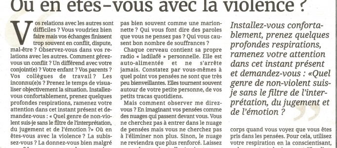 La chronique de presse de TI YAB ZEN sur la violence dans le journal de l'île de la Réunion; paix; bienveillance;solution