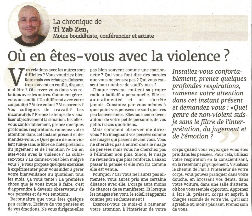 Où en êtes-vous avec la violence ?