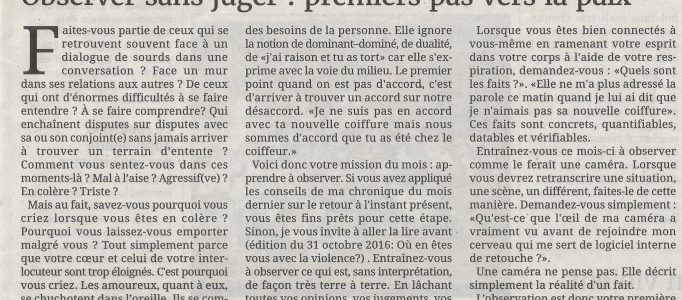 La chronique de TI YAB ZEN dans le journal de l'île de la Reunion: premiers pas vers la paix